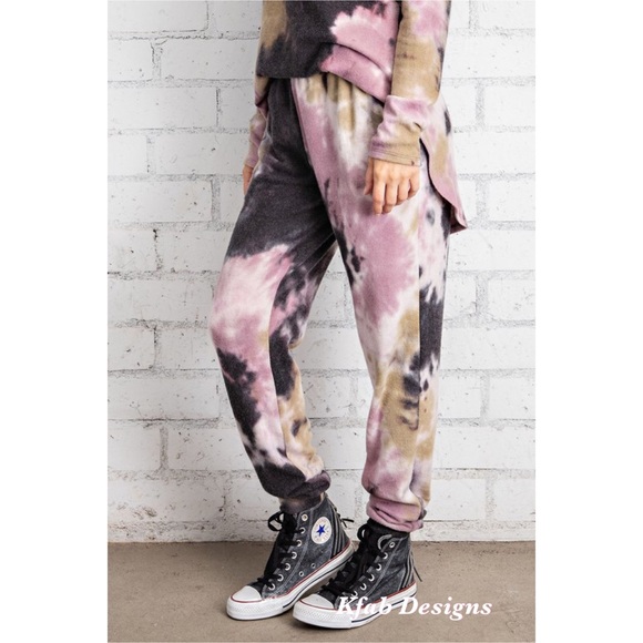 ❤️LAST! RUSTIC TIE DYE FLEECED LOUNGING JOGGERS! - Picture 3 of 7